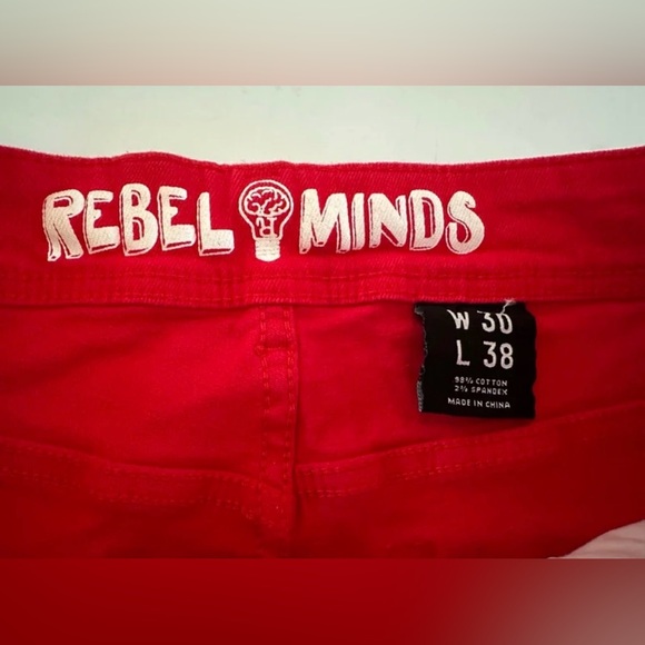 Rebel Minds Men’s Red Denim Twill Stacked Pants size W 30” L 38” - Picture 5 of 12